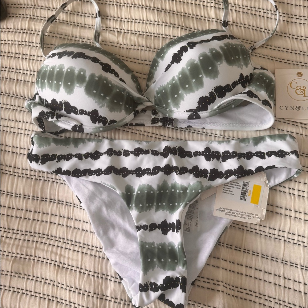 Cyn & Luca Green and Black Bikini Set
